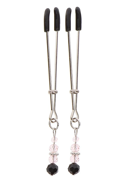 Klamerki do sutków Tweezers With Beads – srebrne