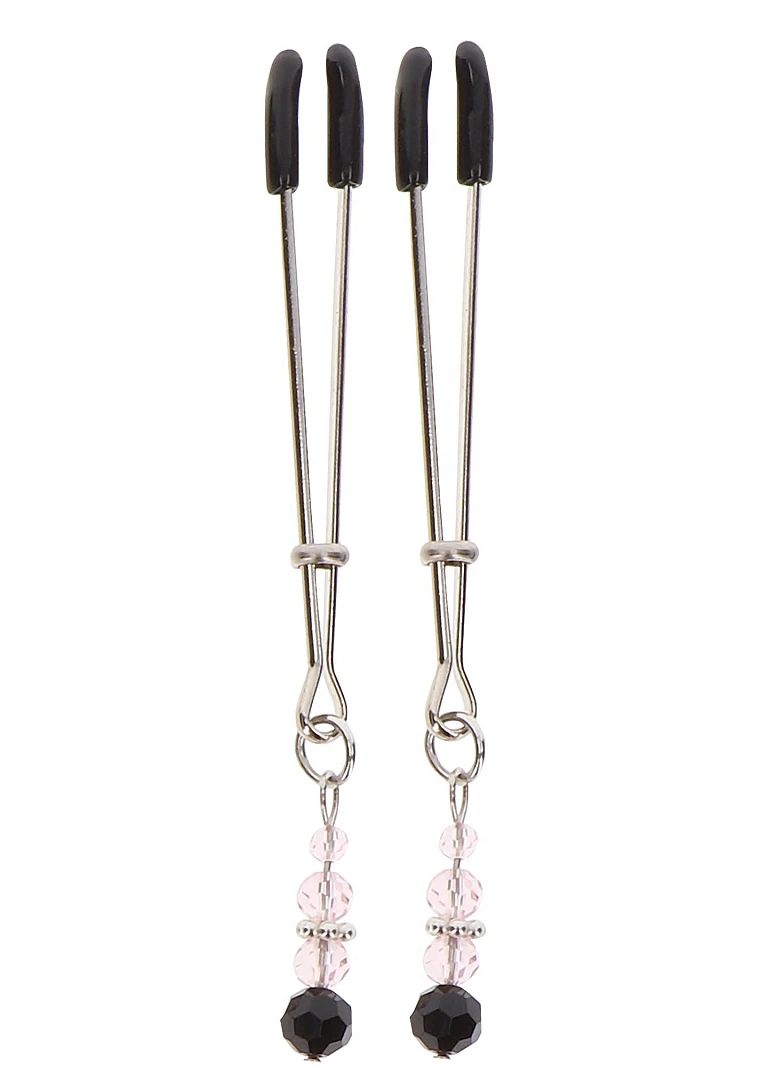 Klamerki do sutków Tweezers With Beads – srebrne