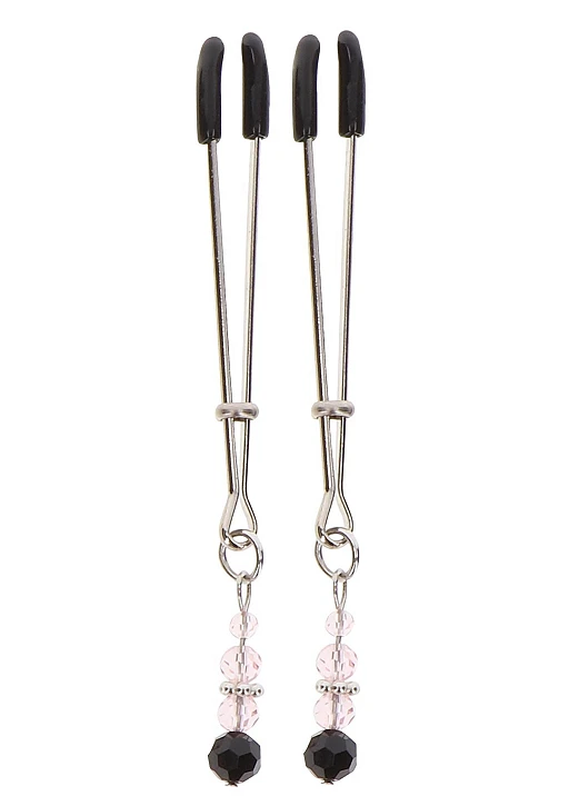 Klamerki do sutków Tweezers With Beads – srebrne — zdjęcie 5