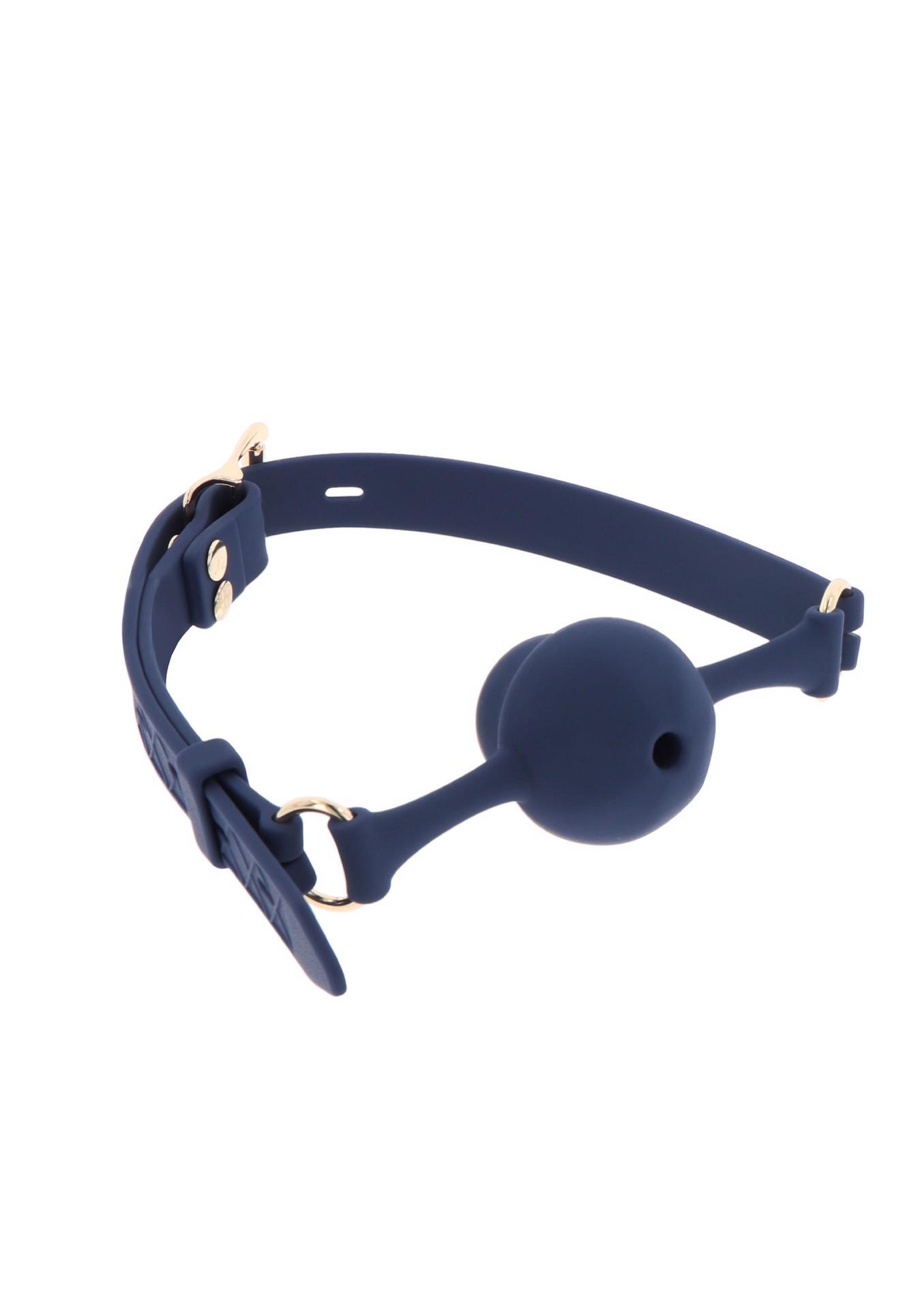 Knebel kulkowy Silicone Mouth Gag – niebieski, oddychająca kulka — zdjęcie 8