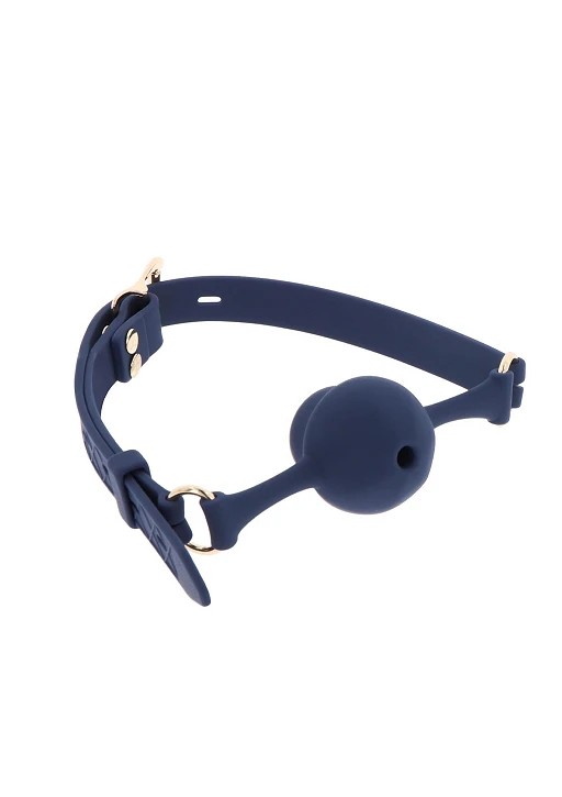 Knebel kulkowy Silicone Mouth Gag – niebieski, oddychająca kulka — zdjęcie 8