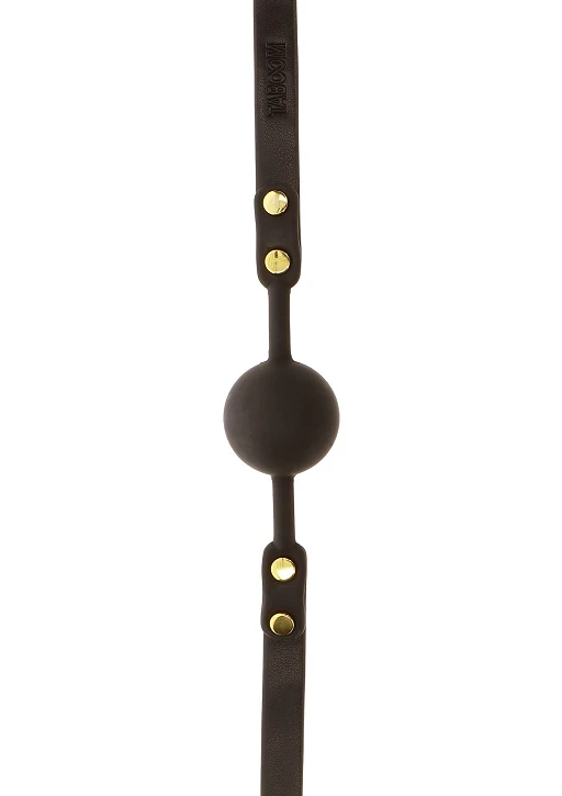 Knebel kulkowy – silikonowa kula, skóra PU, czarny — zdjęcie 6