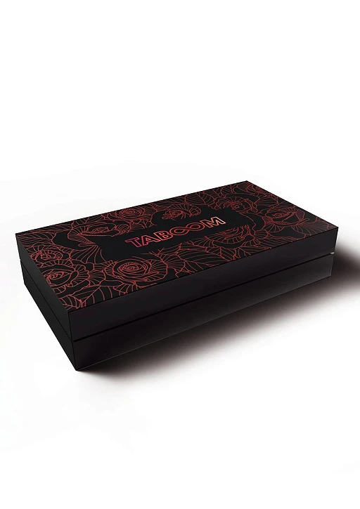 Knebel kulowy Wild Roses – silikon, pasek PU, czarny — zdjęcie 3