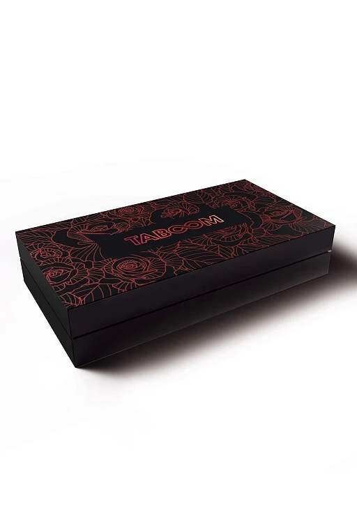 Knebel kulowy Wild Roses – silikon, pasek PU, czarny — zdjęcie 8