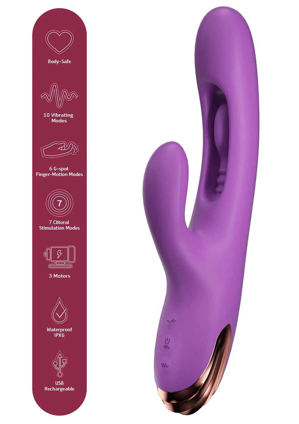 Wibrator króliczek G-Spot Finger-Motion – 3 silniki, IPX6 — zdjęcie 6
