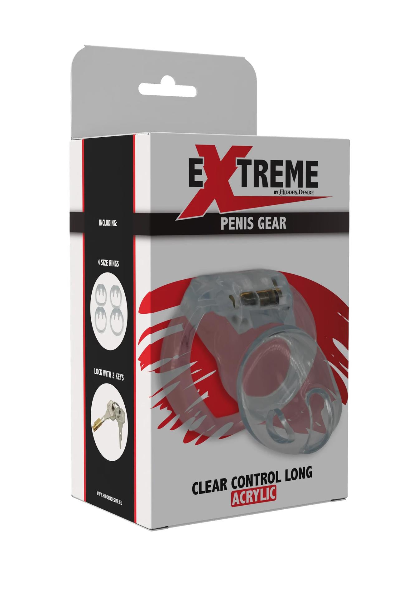Klatka na penisa Clear Control Long – akryl, 10 cm — zdjęcie 2