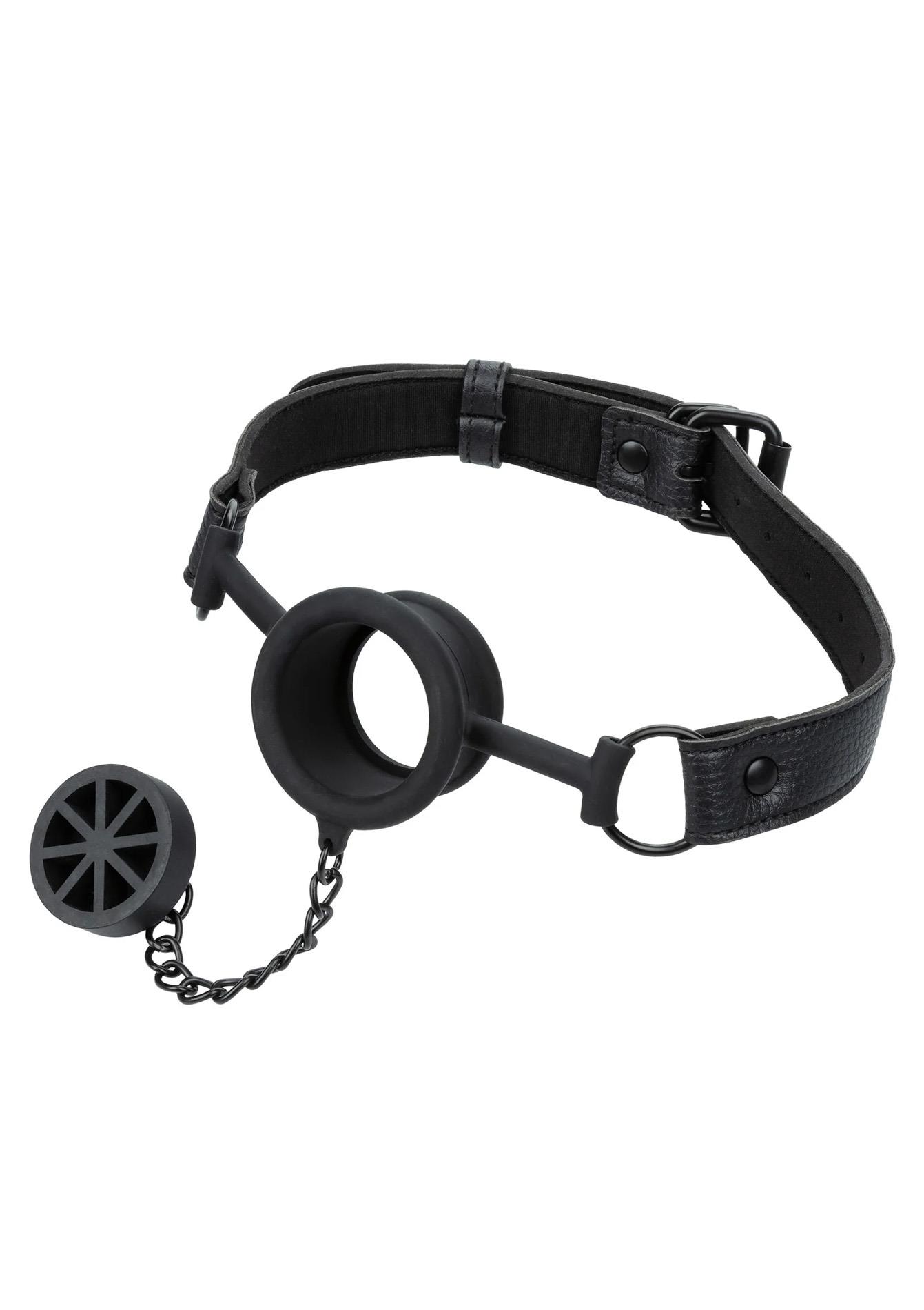 Knebel Stopper Gag – silikonowy, otwierany ustnik, czarny — zdjęcie 1