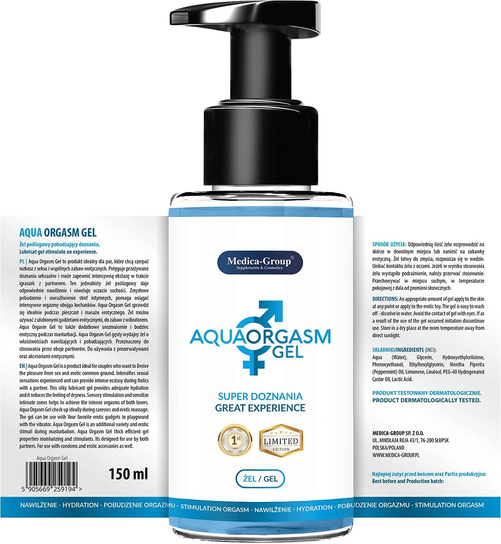Żel Aqua Orgasm - na bazie wody, 150 ml — zdjęcie 2