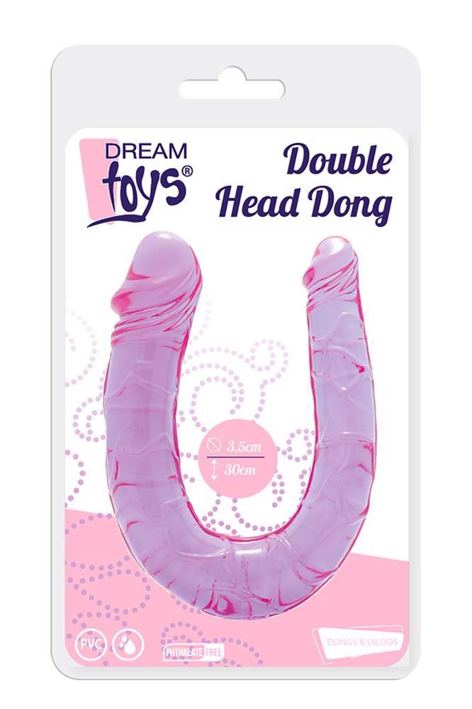 Podwójne dildo Double Head Dong – U-kształtne, fioletowe — zdjęcie 1
