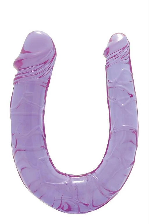 Podwójne dildo Double Head Dong – U-kształtne, fioletowe — zdjęcie 2