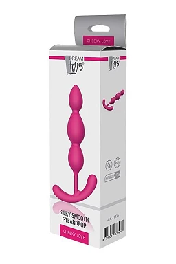 Korek analny z koralikami - silikon medyczny, uchwyt T, 14 cm — zdjęcie 3