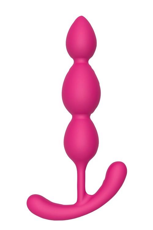 Korek analny z koralikami - silikon medyczny, uchwyt T, 14 cm — zdjęcie 1