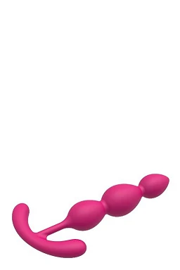 Korek analny z koralikami - silikon medyczny, uchwyt T, 14 cm — zdjęcie 2