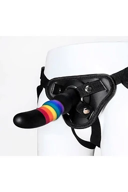 Strap-on Colourful Love - silikonowe dildo 17 cm z uprzężą — zdjęcie 3
