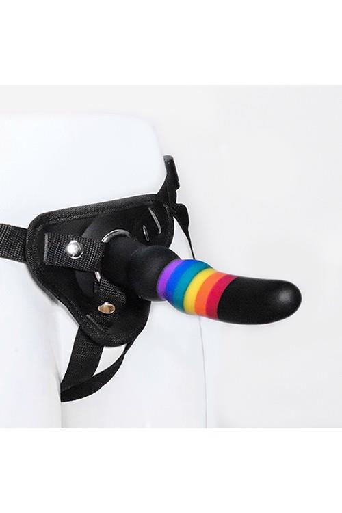 Strap-on Colourful Love - silikonowe dildo 17 cm z uprzężą — zdjęcie 2