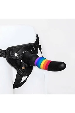 Strap-on Colourful Love - silikonowe dildo 17 cm z uprzężą — zdjęcie 2