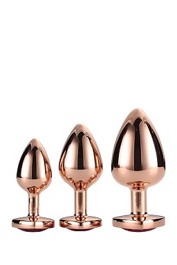 Zestaw korków analnych rose gold z serduszkami – 3 rozmiary