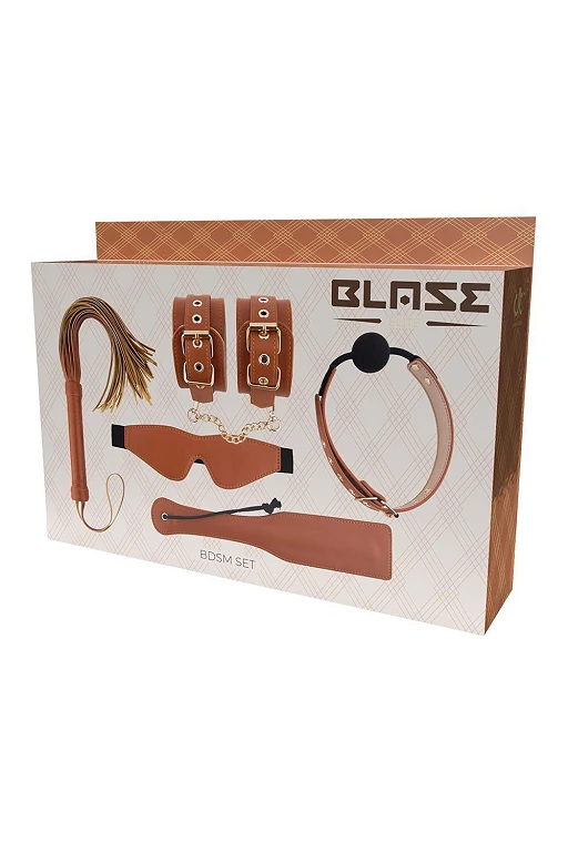 Zestaw BDSM Blaze Elite – koniakowa skóra wegańska — zdjęcie 3