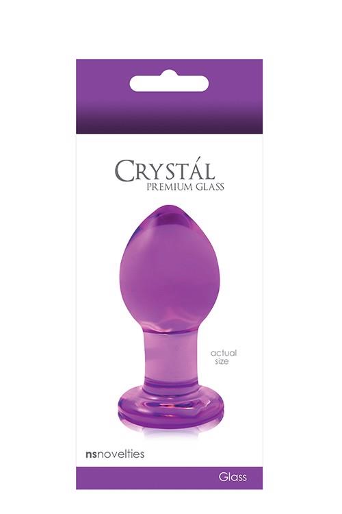 Szklany korek analny Crystal Medium – XL, fioletowy — zdjęcie 2