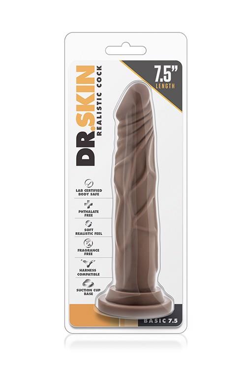 Dildo Dr. Skin Realistic Cock 7.5 – brązowe, z przyssawką — zdjęcie 1