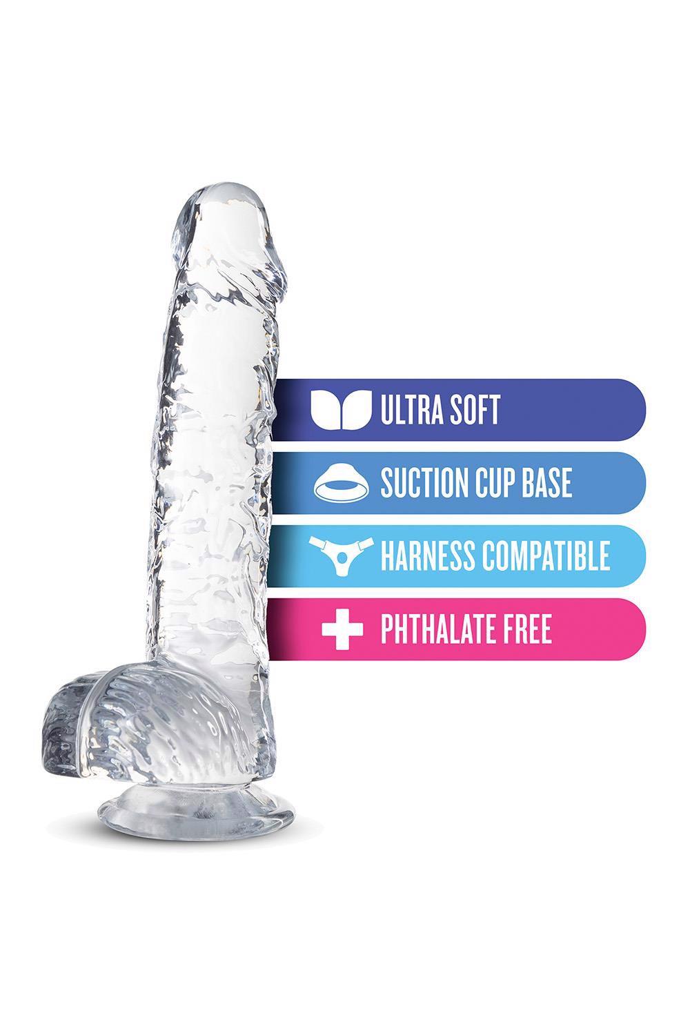 Dildo Naturally Yours 6" – TPE, przezroczyste, z przyssawką — zdjęcie 5