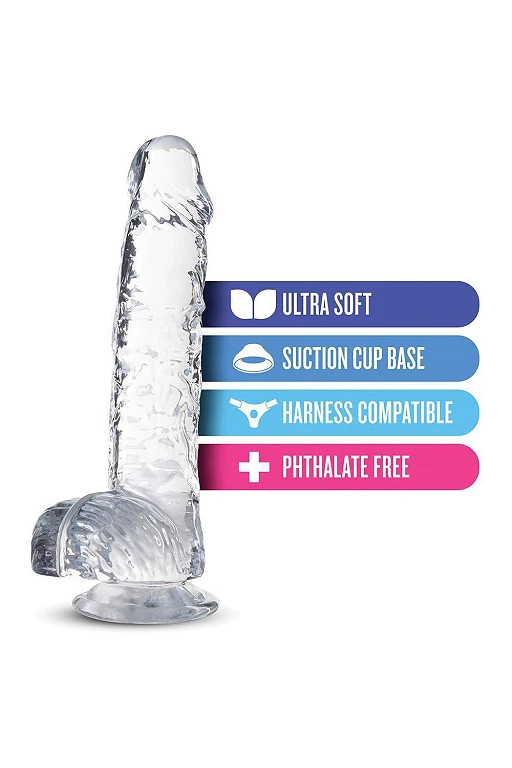 Dildo Naturally Yours 6" – TPE, przezroczyste, z przyssawką — zdjęcie 5