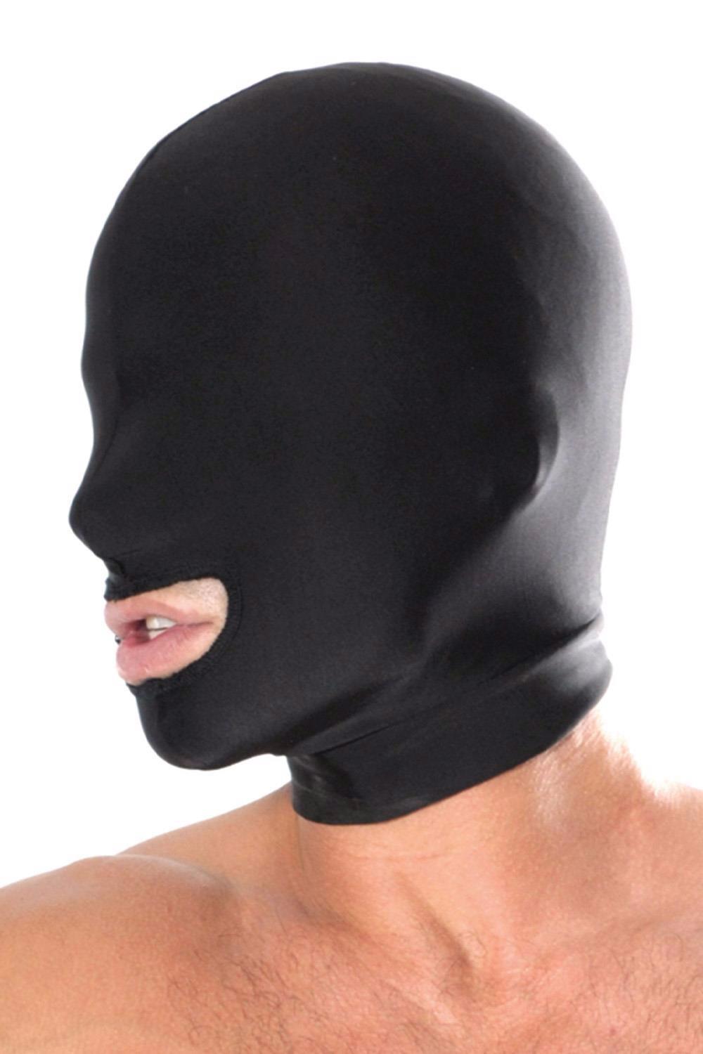 Kaptur z otworem na usta ze spandexu – czarny, unisex — zdjęcie 1