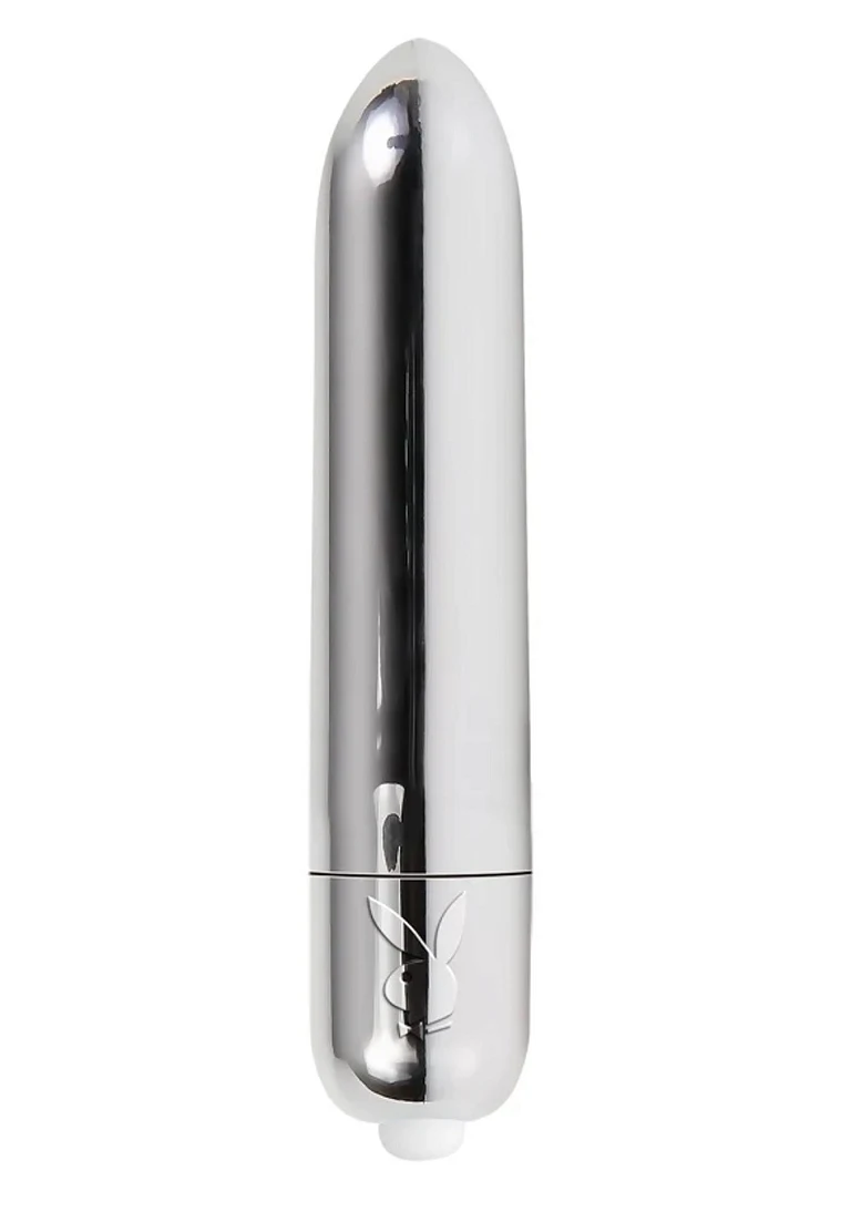 Wibrator bullet – model Playboy, 10 trybów, srebrny