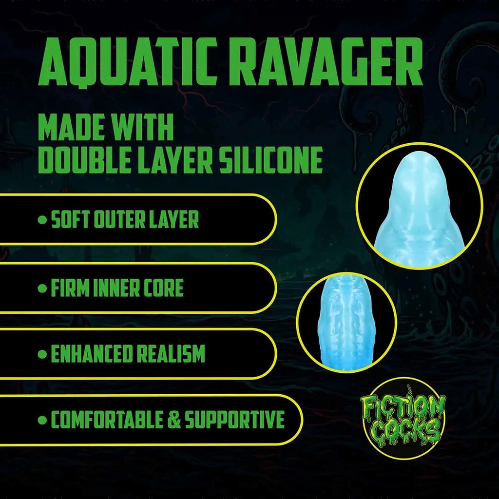 Dildo Aquatic Ravager – płynny silikon, 17 cm, 6,5 cm — zdjęcie 4