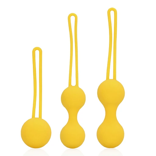 Zestaw kulek gejszy Kegel Ball – żółty, 3 stopnie