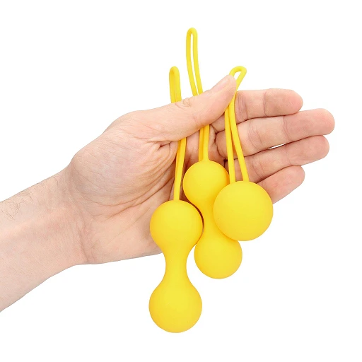 Zestaw kulek gejszy Kegel Ball – żółty, 3 stopnie — zdjęcie 12
