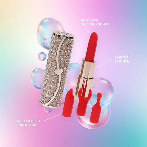 Mini wibrator Tiffany – szminka z 4 końcówkami, różowy — zdjęcie 7