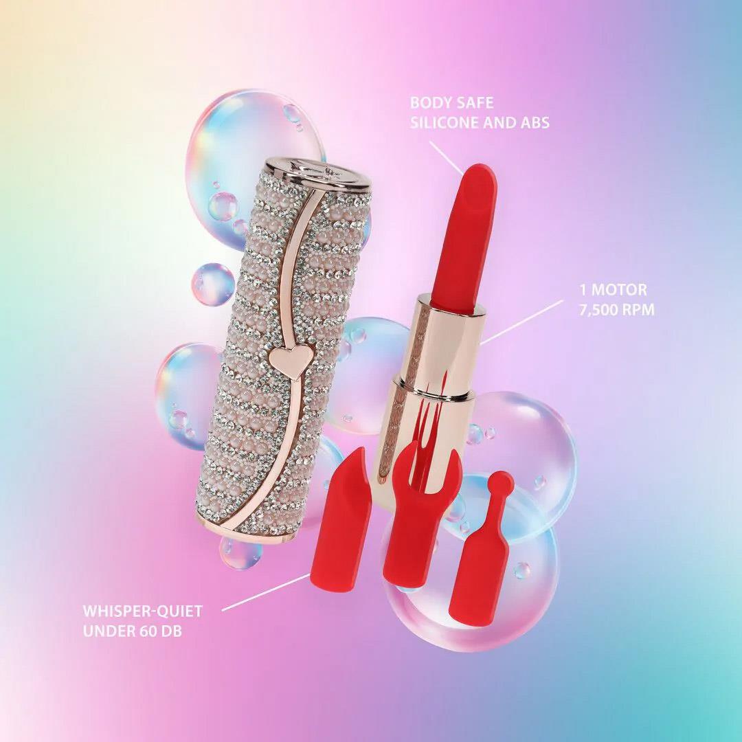 Wibrator w formie szminki Candy – 4 końcówki, różowy — zdjęcie 7
