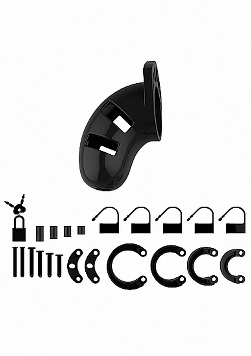 Klatka na penisa Model 01 – poliwęglan, czarna, 3,5 cm — zdjęcie 3
