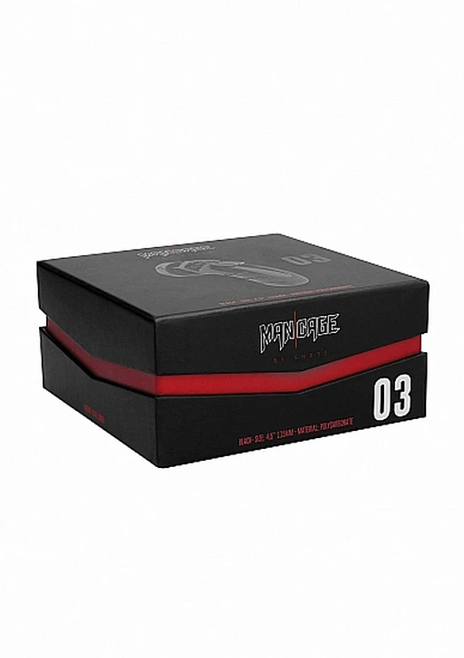 Klatka na penisa Model 03 – poliwęglan, czarna, 4.5″ — zdjęcie 2