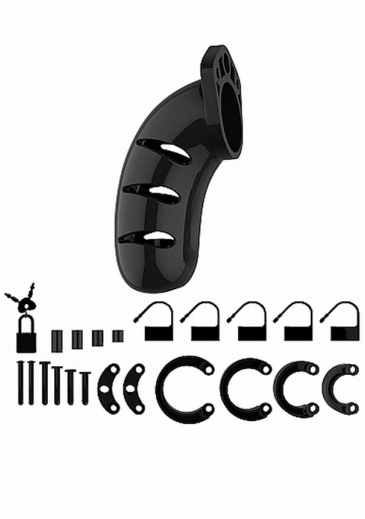 Klatka na penisa Model 03 – poliwęglan, czarna, 4.5″ — zdjęcie 3