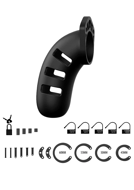 Klatka na penisa Model 21 – silikon, 12,8 cm, czarna — zdjęcie 3