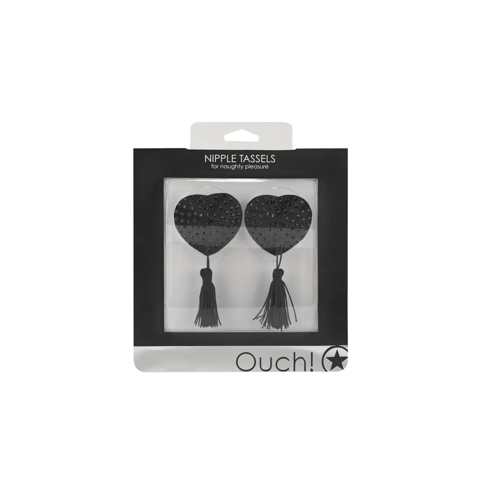 Nasutniki Ouch! Nipple Tassels – czarne serca z frędzlami — zdjęcie 4