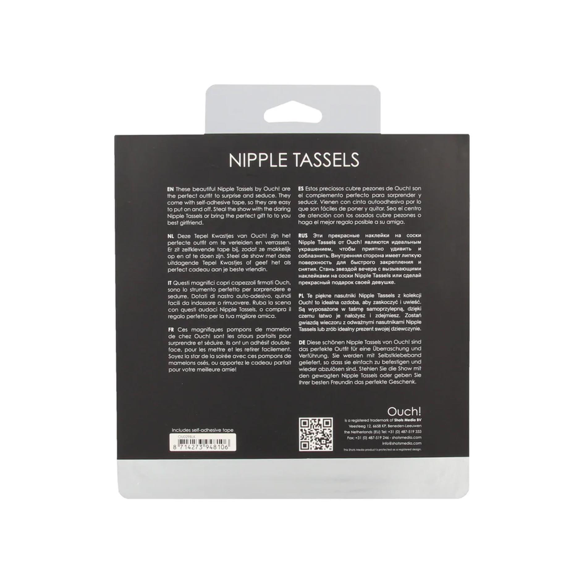 Nasutniki Ouch! Nipple Tassels – czarne serca z frędzlami — zdjęcie 5