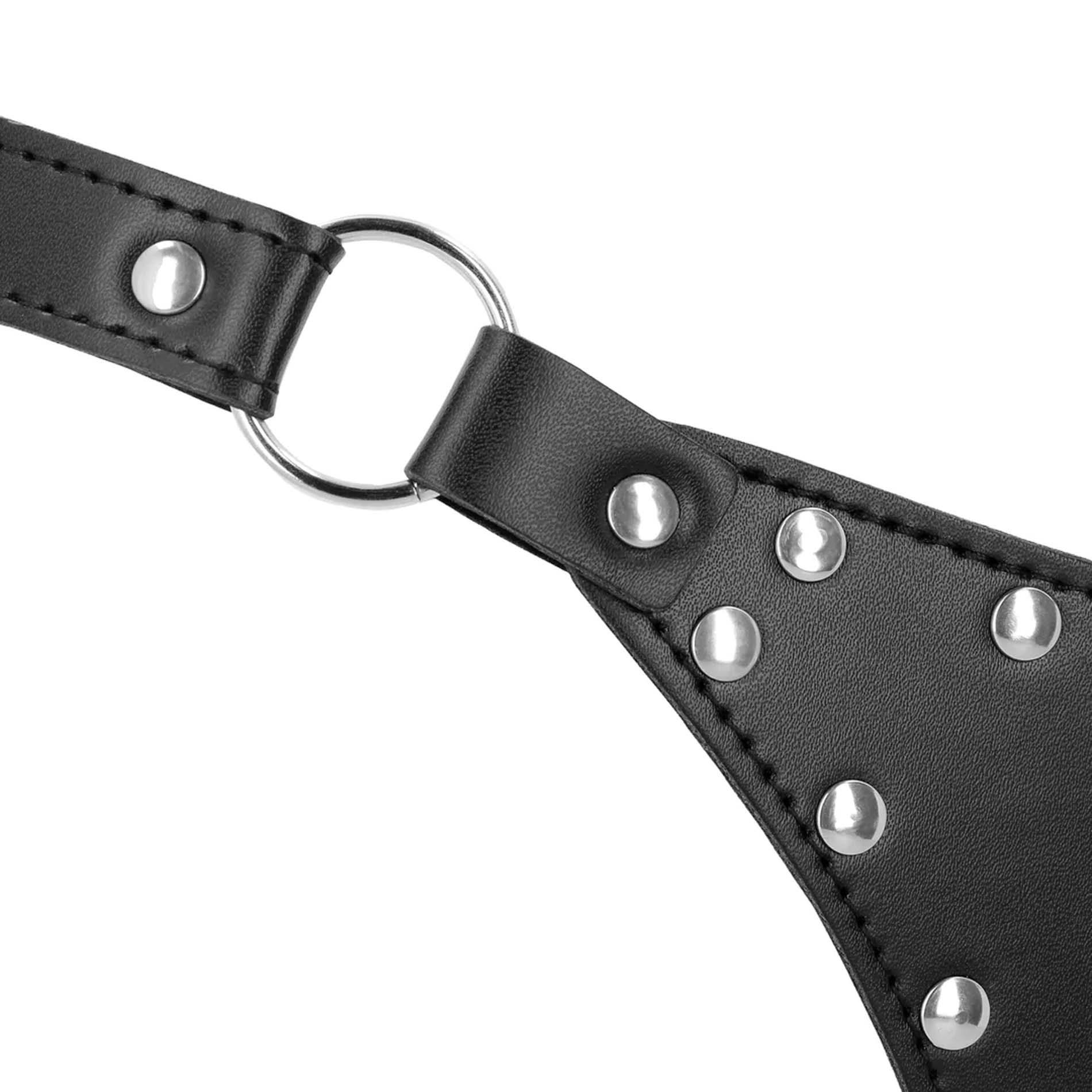 Pas cnoty thong Xtreme – skóra PU, łańcuch, czarny — zdjęcie 7