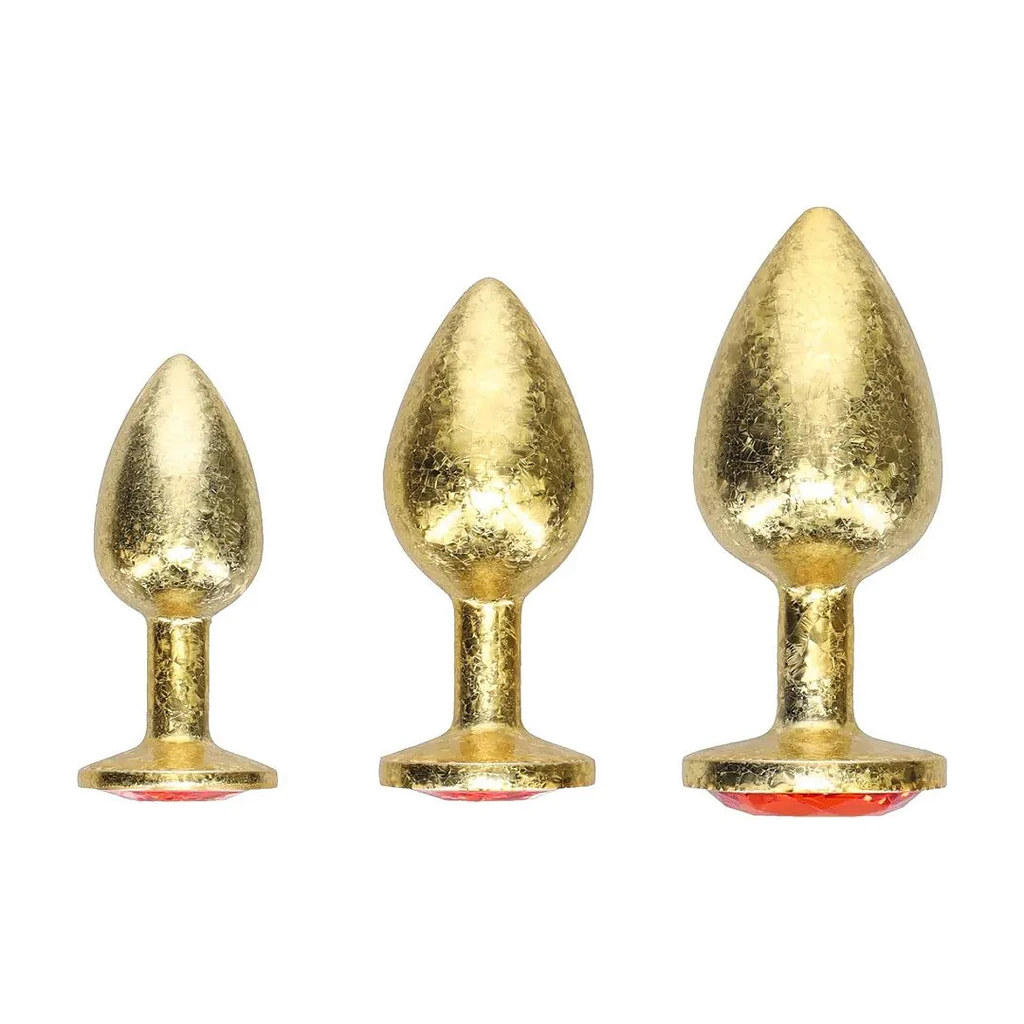 Metalowe korki analne Milan Collection – złote, 3 szt. — zdjęcie 3