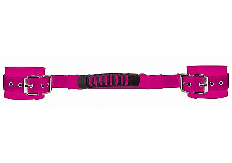 Kajdanki Ouch! Adjustable Leather z uchwytem – różowe