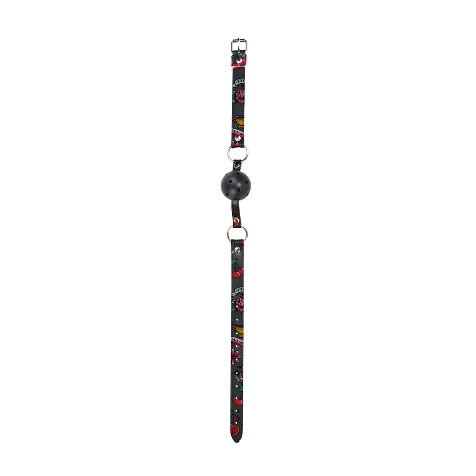 Knebel z ażurową kulką – skórzane paski, 4,3 cm — zdjęcie 5