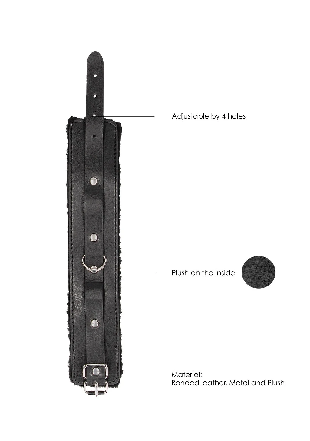 Kajdanki Plush Bonded Leather - pluszowa wyściółka — zdjęcie 4