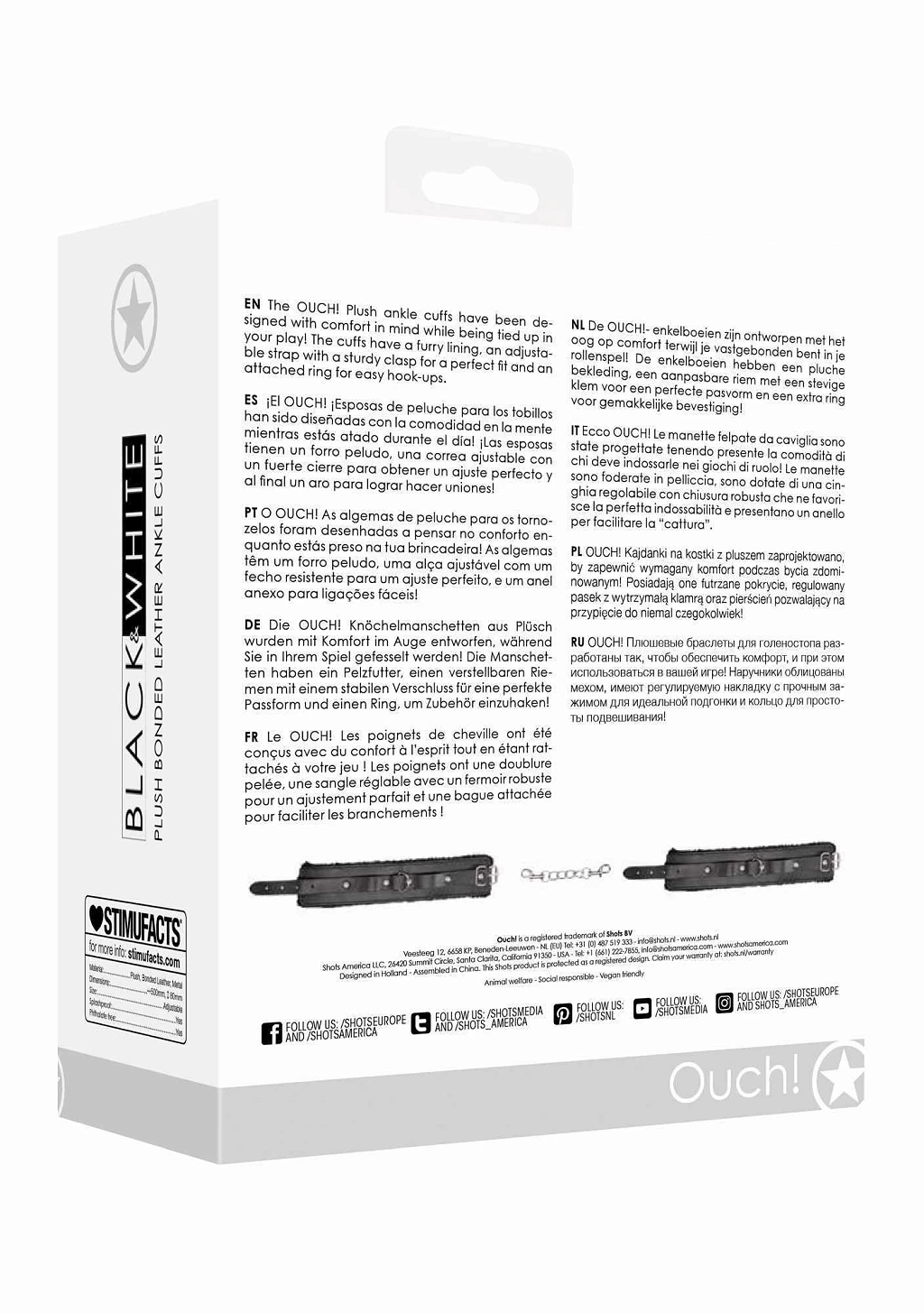 Kajdanki Plush Bonded Leather - pluszowa wyściółka — zdjęcie 6