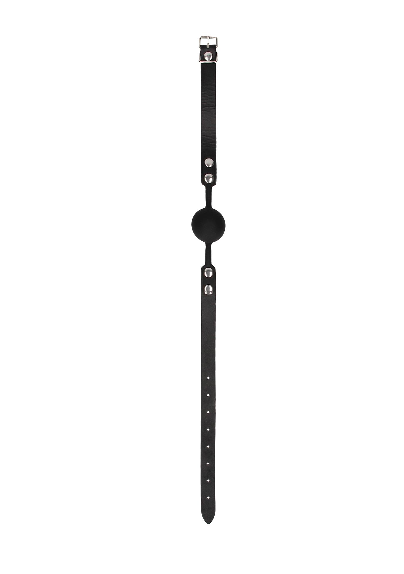 Knebel kulka Silicone Ball Gag – skórzane paski, regulacja — zdjęcie 3