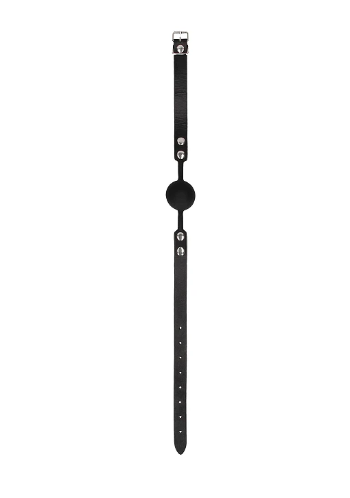 Knebel kulka Silicone Ball Gag – skórzane paski, regulacja — zdjęcie 3