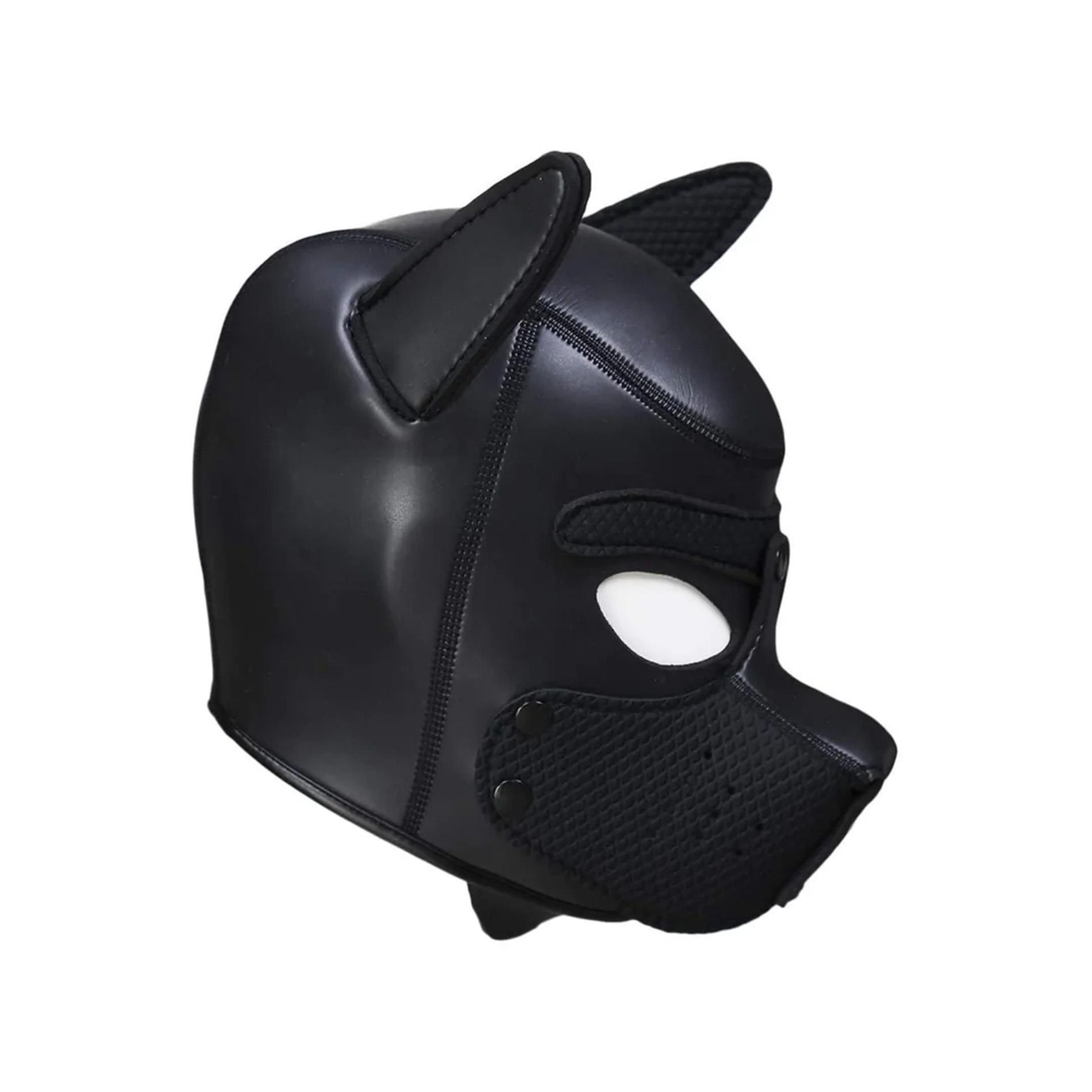 Neoprenowa maska puppy – czarna, z odpinanym kagańcem — zdjęcie 5