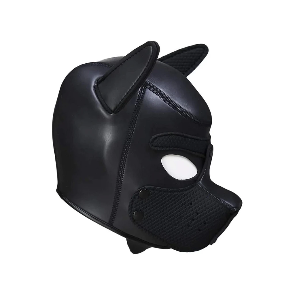 Neoprenowa maska puppy – czarna, z odpinanym kagańcem — zdjęcie 5