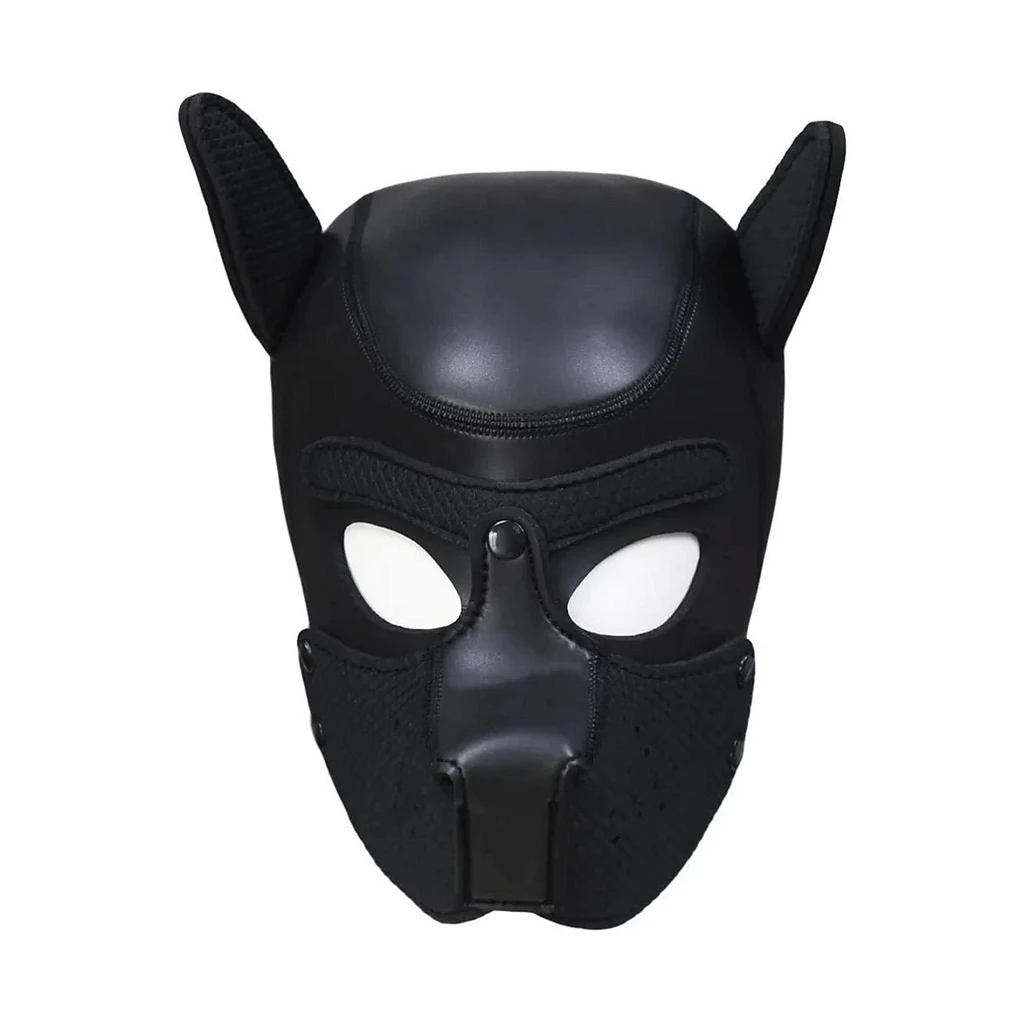 Neoprenowa maska puppy – czarna, z odpinanym kagańcem — zdjęcie 6